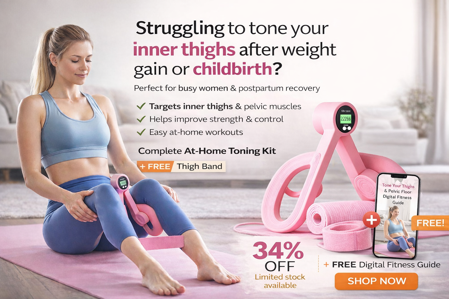 Tone Your Inner Thigh At Home In Just 15 Minutes(Targets stubborn area most workouts miss)